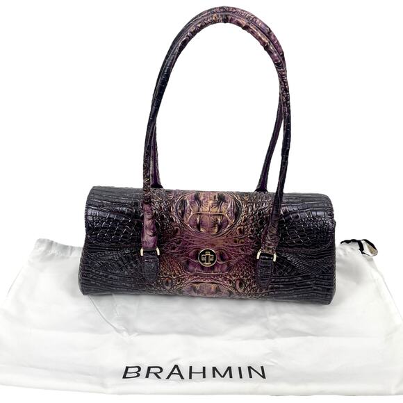Brahmin Dayan Leather Shoulder Bag Fig Jam Melbourne Purple East West Bag - Picture 3 of 15